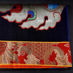 rideau decoratif tibetain brode tissu couleur rouge or floral geometrique pagode opaque maison