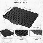 tapis séchage silicone noir rayures diagonales moderne vaisselle assiettes cuillères fourchettes évier comptoirs refroidisseurs