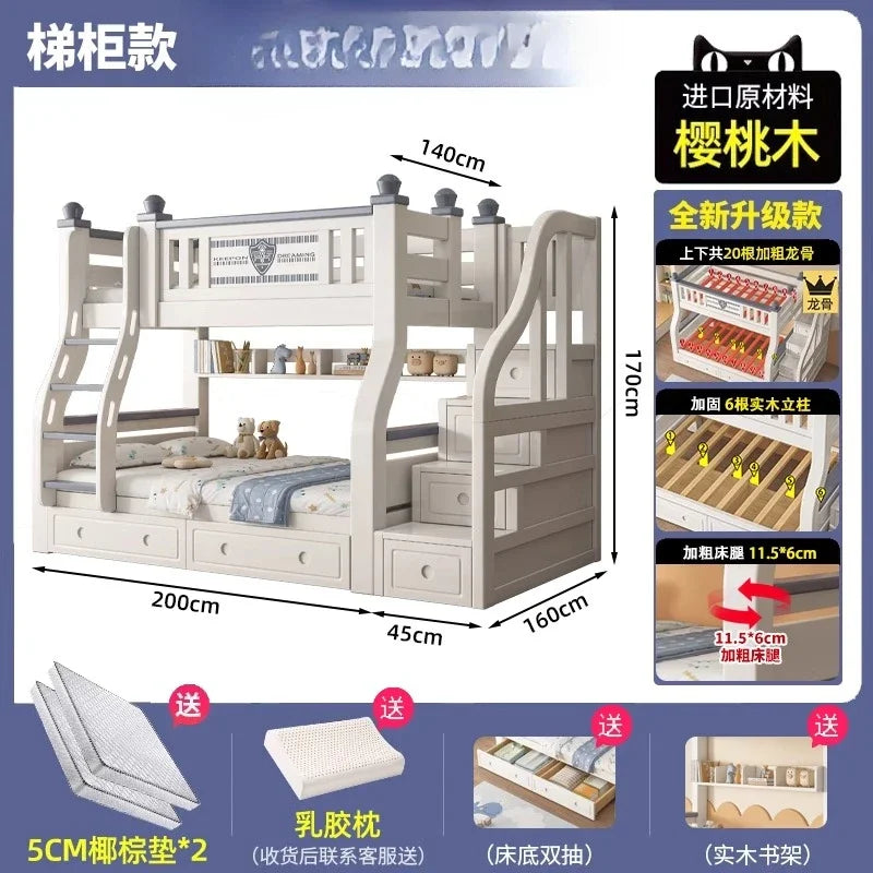 lit superposé enfant blanc gris tapis jouets draps rangement classique multifonction simple moderne chambre
