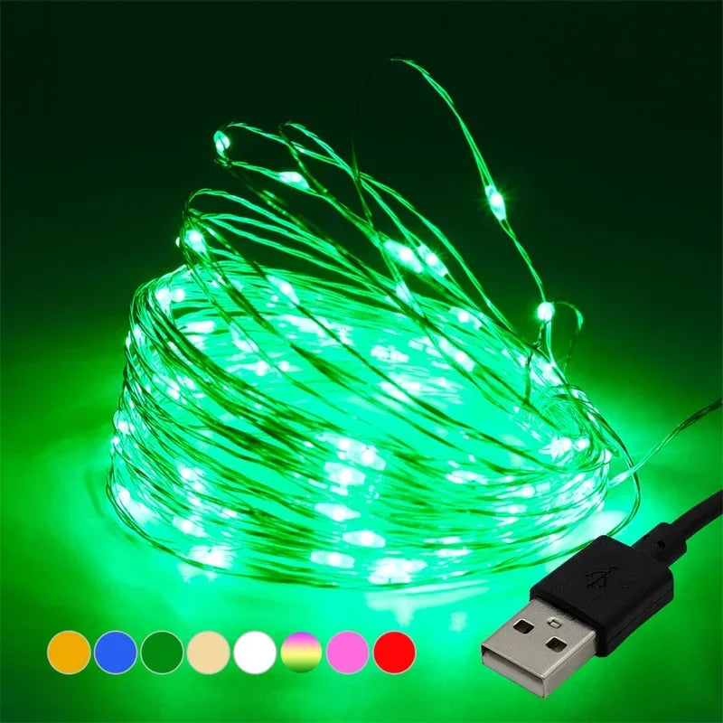 guirlande lumineuse multicolore fil cuivre led decoration noel mariage interieur exterieur festif moderne
