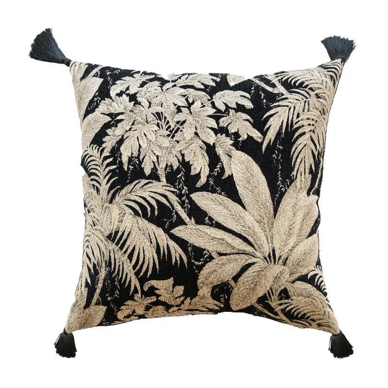 coussin deco gris noir blanc motif floral texture tissée contemporain adhésif maison voiture commercial