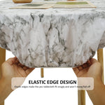 nappe table ronde imperméable pvc élastique bord marbre moderne blanc gris noir