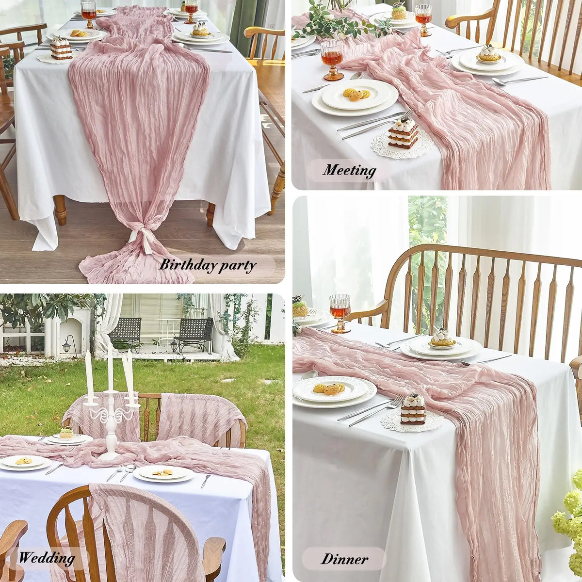 serviettes table rose pâle crêpe plissées décoration élégante maison mariage festive
