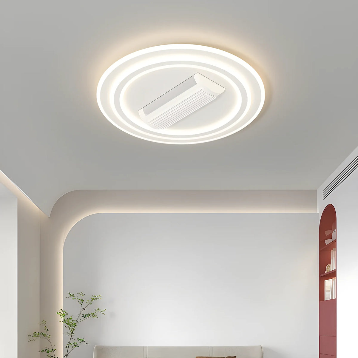 ventilateur led moderne blanc invisible télécommande couleurs changeantes élégant fixations invisibles