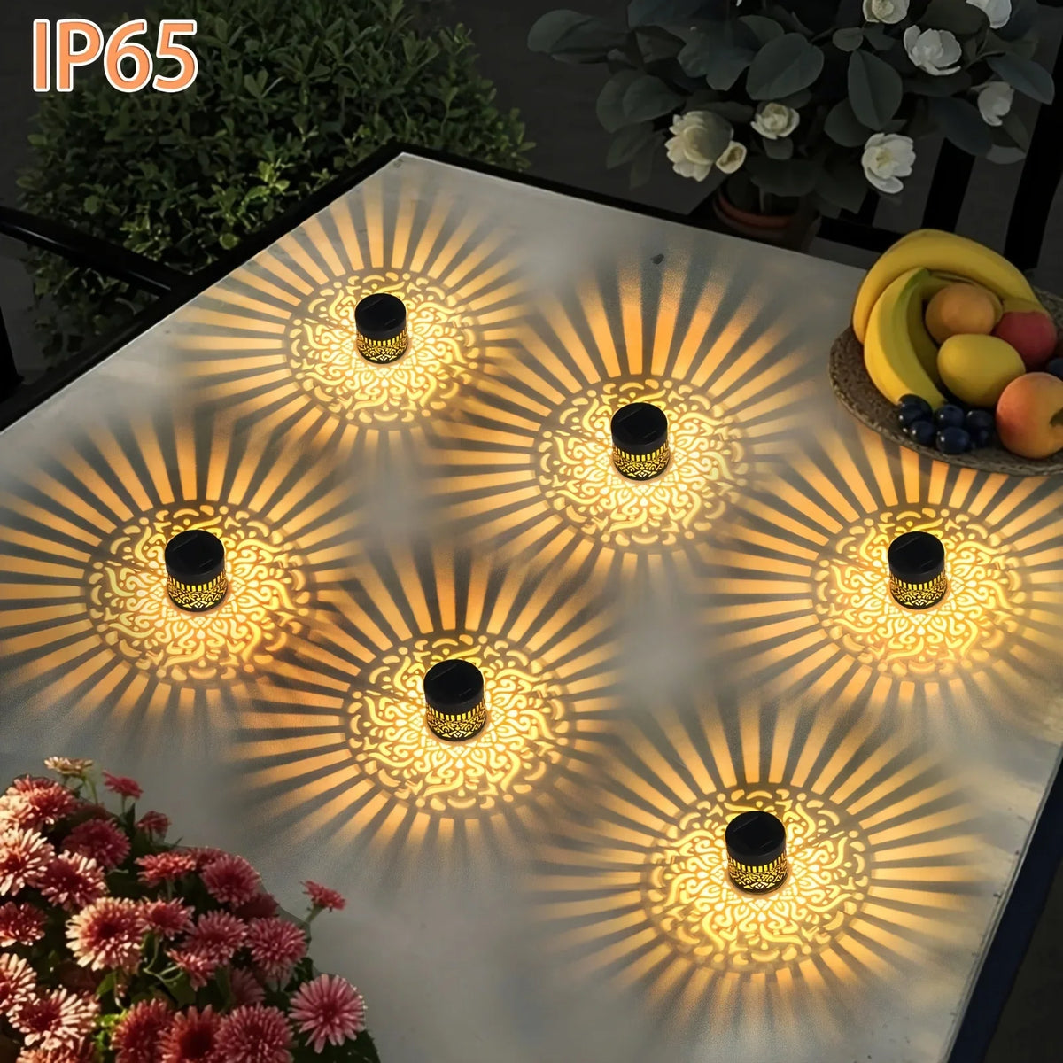 lampe solaire murale moderne ornement floral noir ip65 étanche autonome