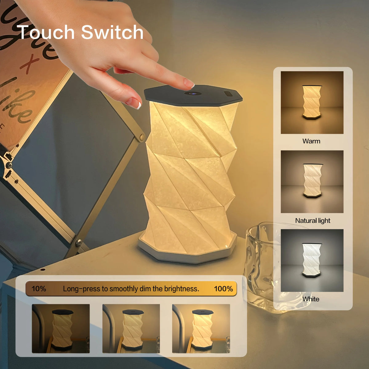 lampe table pliable lampe portable led rechargeable variateur tactile lanternes origami moderne lumière lecture