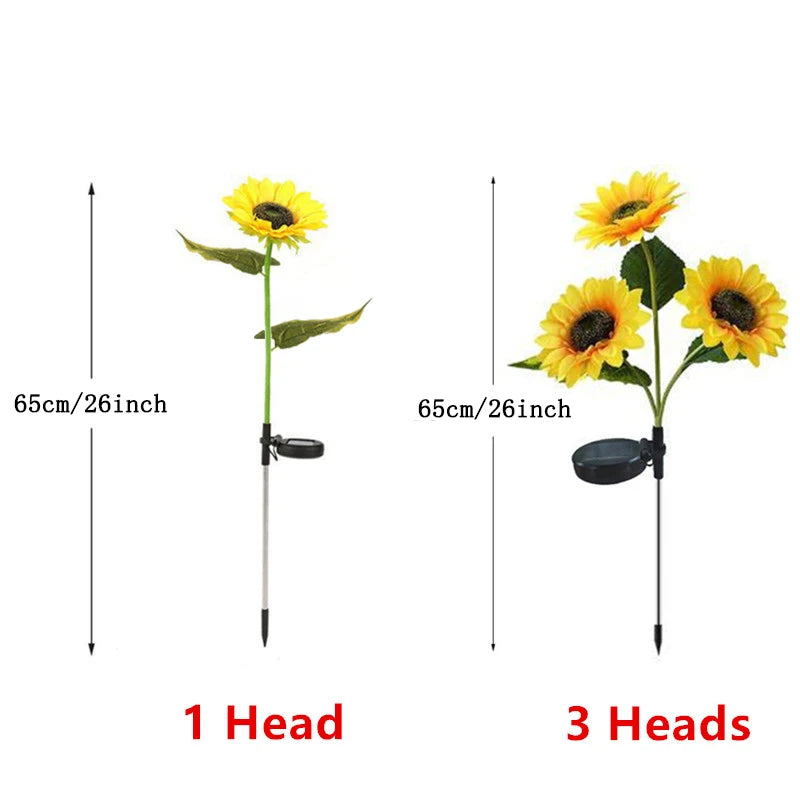 lampes solaires extérieures tournesol fleurs jaunes vert modernes jardin