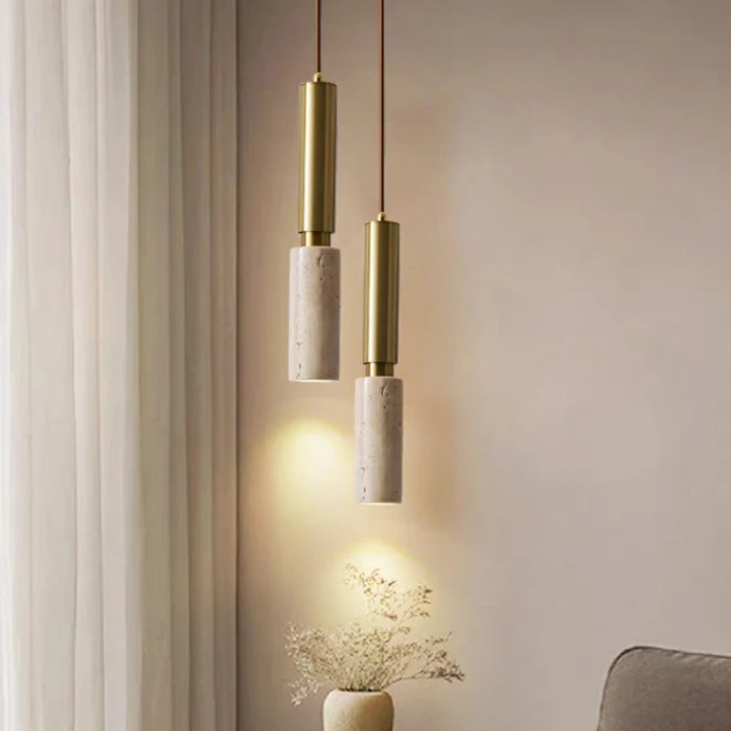 suspension lumineuse moderne or blanc texture marbrée câble suspendu chambre salon cuisine led