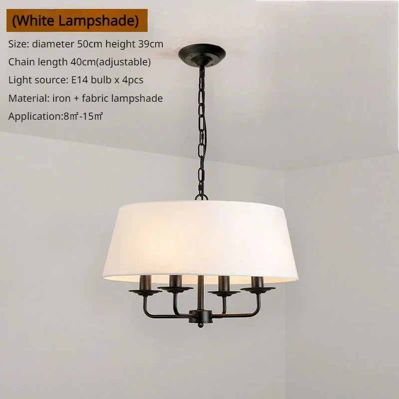 lampe suspendue or beige vert olive tissu fin métal minimaliste américaine chaîne ajustable ampoules