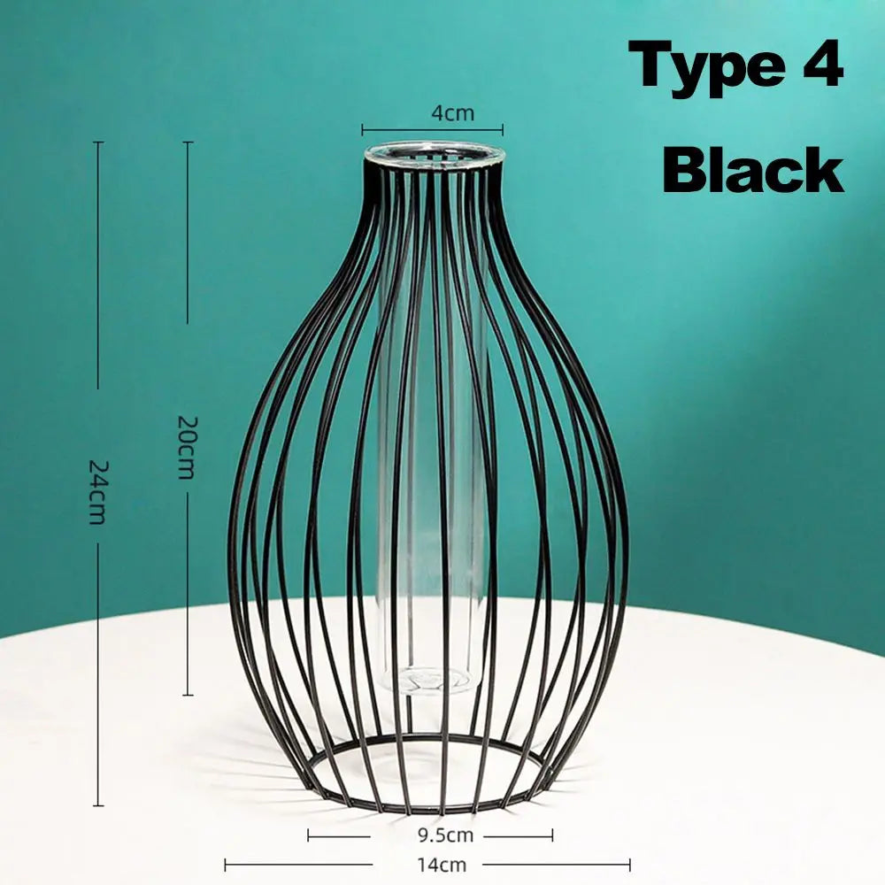 vase decoratif moderne noir or motif geometrique transparent decoration maison