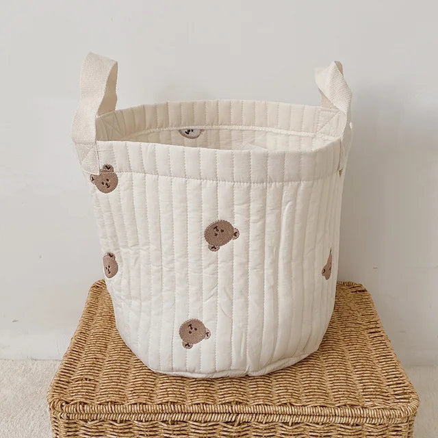 panier rangement enfantin ours mignon quilté sac stockage jouets écologique poignées amovibles