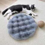coussin chat gris clair doux peluche lavable moderne 30cm beige rose pale