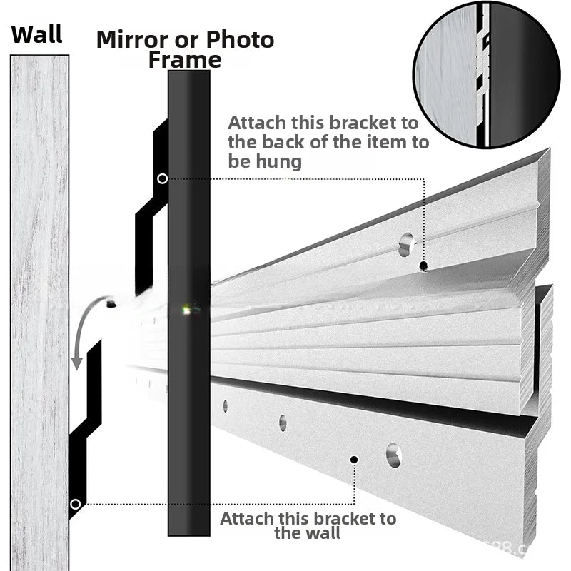 supports muraux modernes noirs clips vis plaques fixation suspension cadre miroir minimaliste fixations incluses