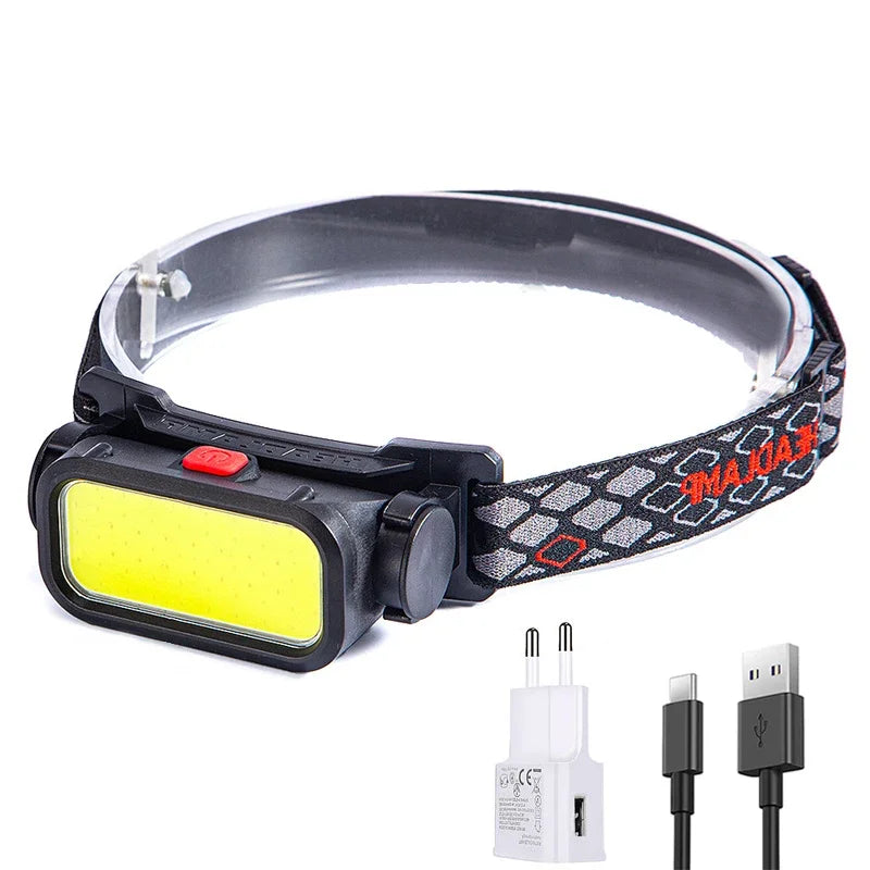lampe frontale rechargeable led usb ceinture ajustable course exploration camping