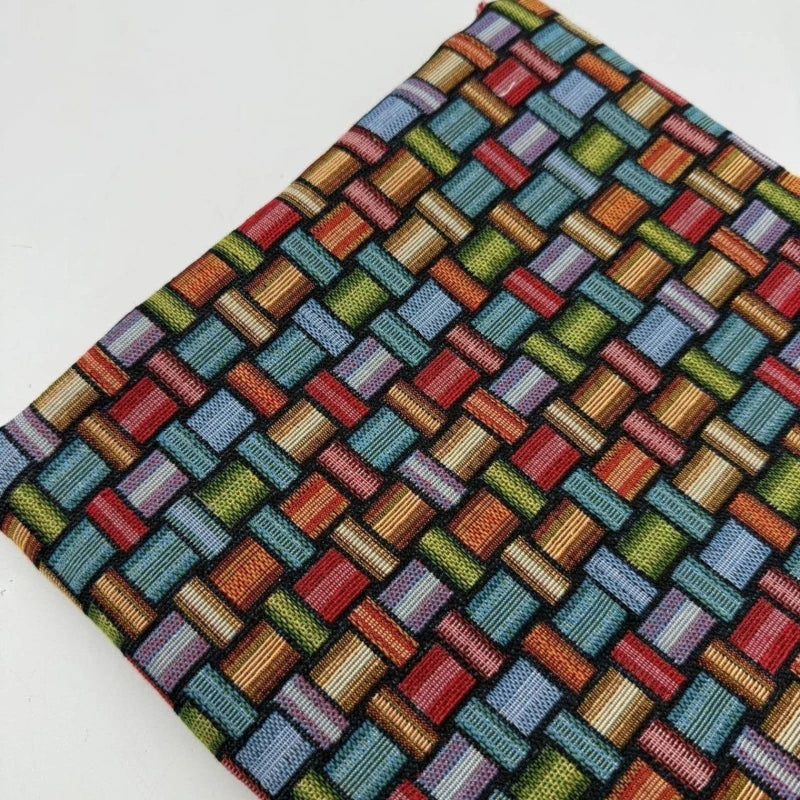 tissu moderne multicolore motif géométrique carrés opacité tissu brocart respirant large 150cm couleur chromatique