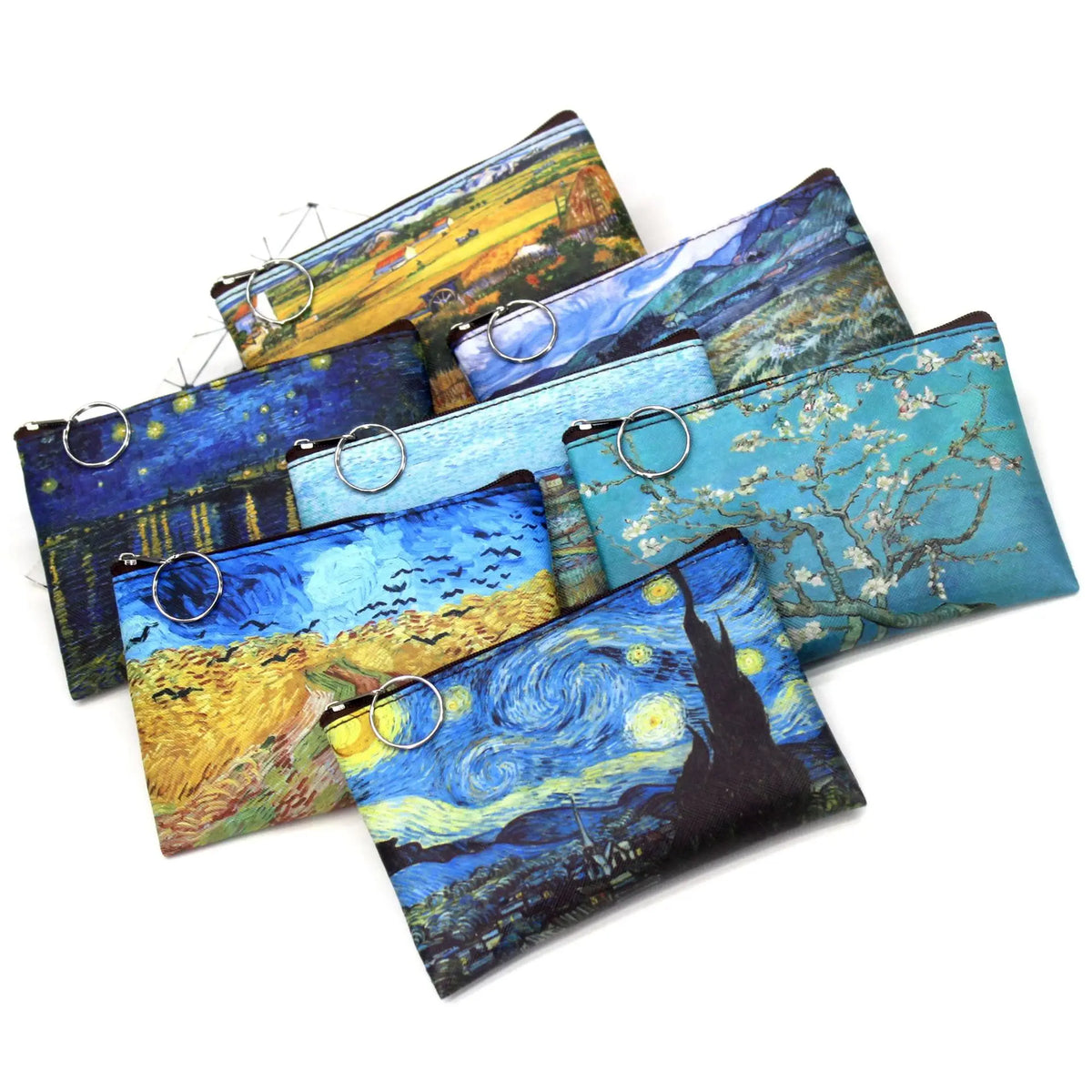 porte monnaie voyage toile respectueuse environnement pliable multifonction art peinture célèbre nuit étoilée cosmetic
