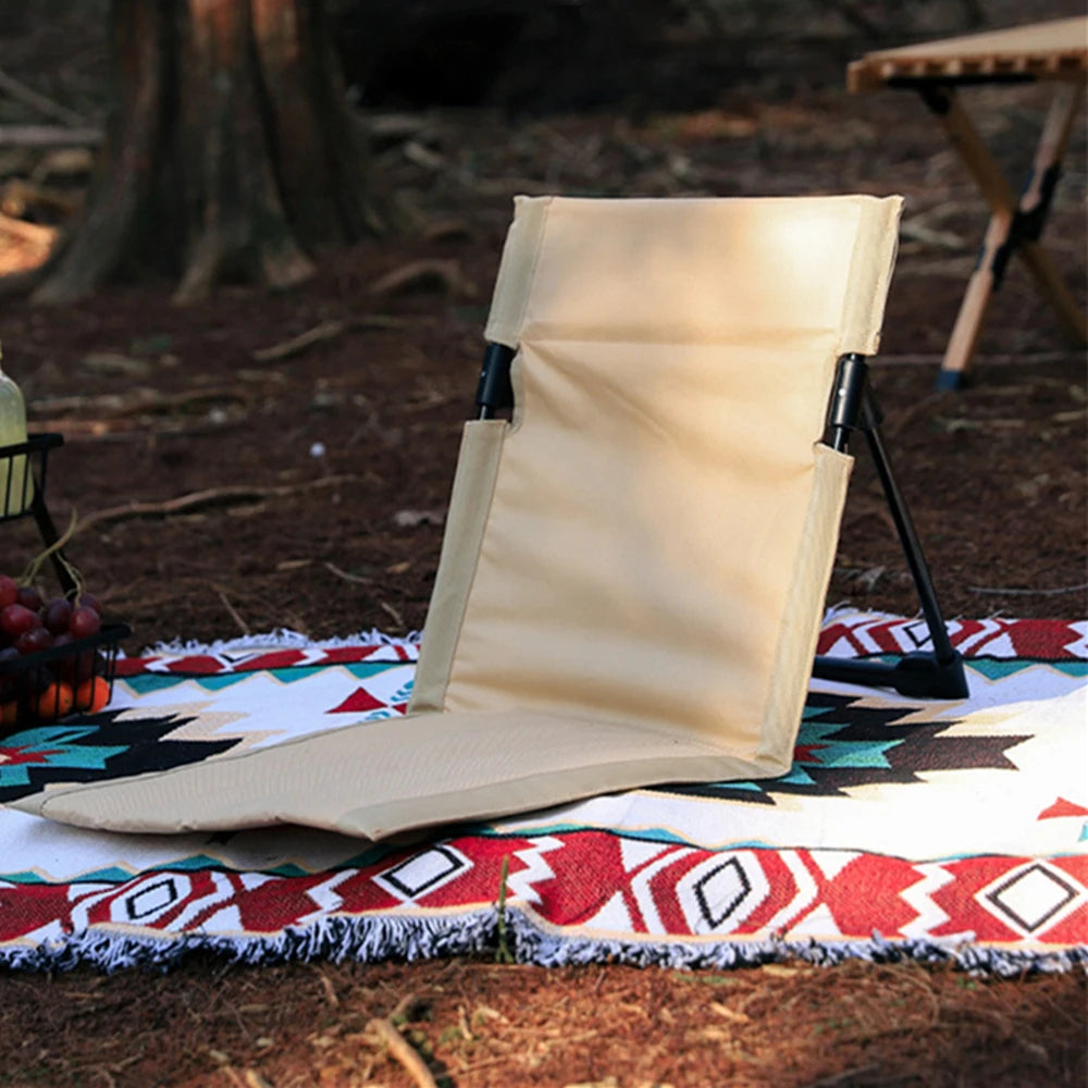 chaise pliable moderne portable clips sac rangement beige noir extérieur camping plage