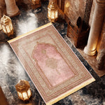 tapis rose ornements floraux lavable polyester classique voyage prière plage cuisine