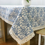 nappe table coton broderie fleur bleue blanche classique extérieure mariage festivité