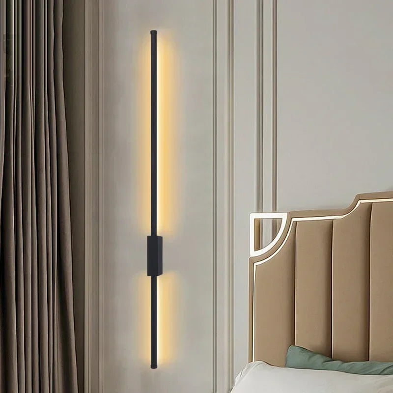 lampe led moderne noire fixée mur 120cm 6500k 4500k 3000k aluminium minimaliste