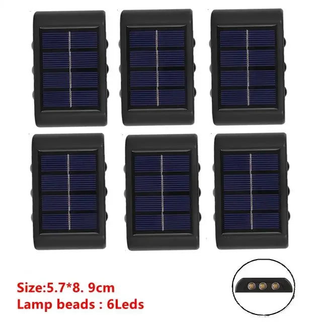 applique murale solaire moderne led noir cellules solaires bleues éclairage extérieur imperméable up down