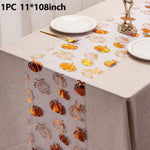 table table halloween citrouilles crânes araignées feuilles gris doré unique festive