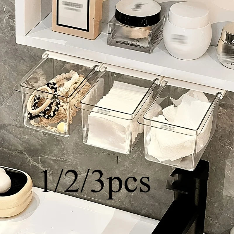 boîtes rangement transparentes modernes adhésives papier toilette coton tige serviettes minimalistes 13cm 9.5cm 6.5cm