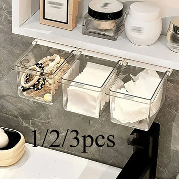 boîtes rangement transparentes modernes adhésives papier toilette coton tige serviettes minimalistes 13cm 9.5cm 6.5cm