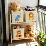 boîtes rangement pliables animaux dessin animé beige clair moderne enfant poignées léopard singe ours