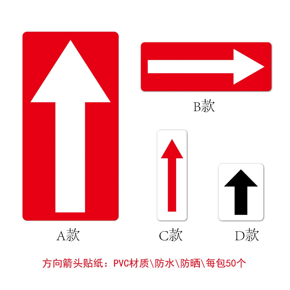 autocollants adhésifs flèches rouge blanc graphiques direction 9cm pvc avertissement