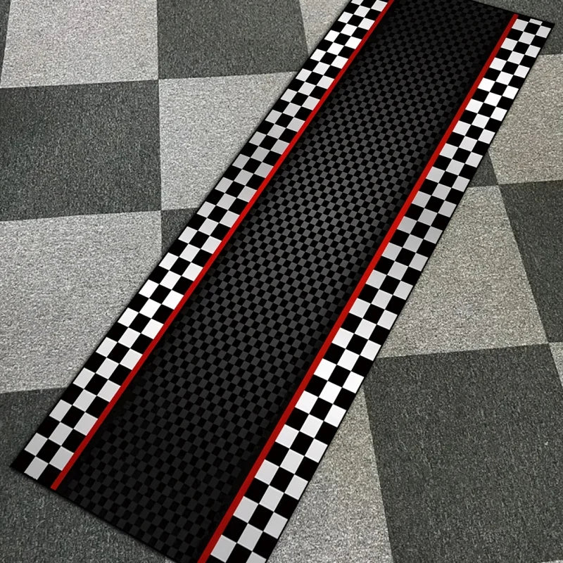 tapis moderne noir blanc rouge bordure antidérapant polyester feutre voyage maison camping