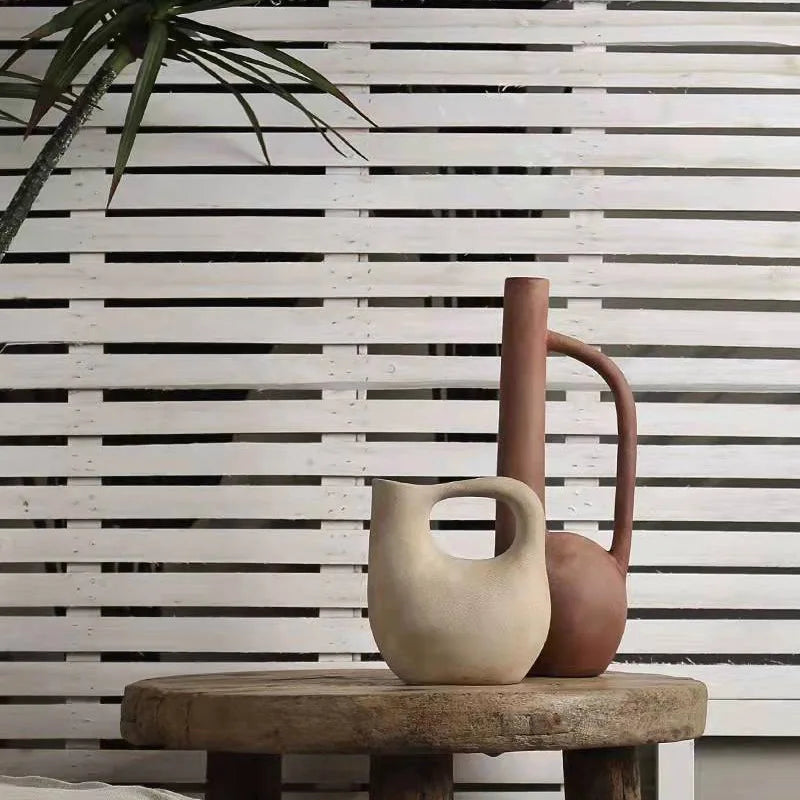 vase moderne céramique beige marron texture naturelle minimaliste décoration maison