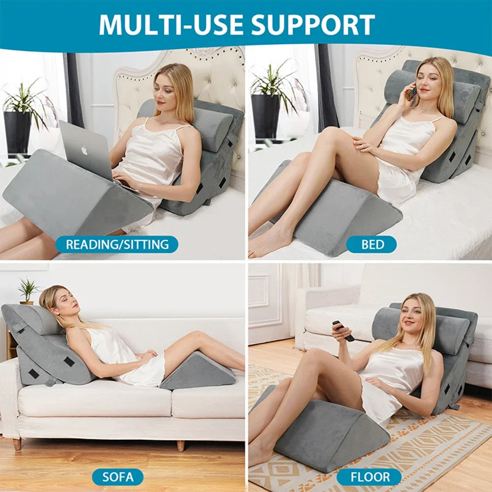 coussins forme cale gris doux mousse mémoire forme couchette ergonomique contemporain adjustable lit