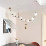 suspension lumineuse moderne boules sphériques blanc doré opaques chaînes