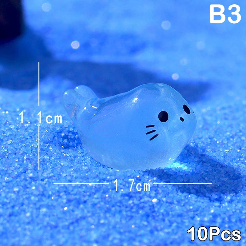 figurines baleines blancs translucides cartoon yeux narines ornement bricolage accessoires jardin nocturne lueur
