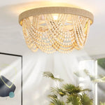 ventilateur moderne bois lumière led télécommande beige blanc