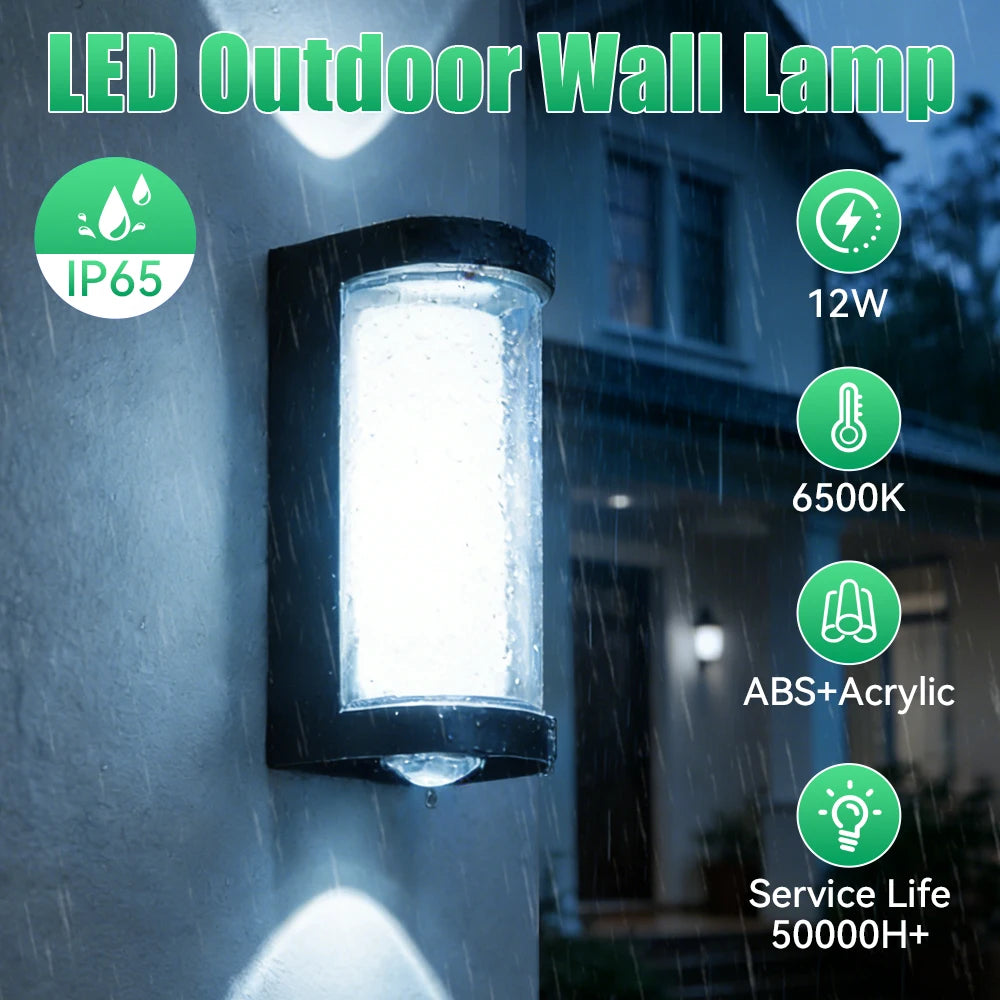 lampe murale led moderne noire blanche 12w 85265v étanche extérieure chambre entrée salle bain