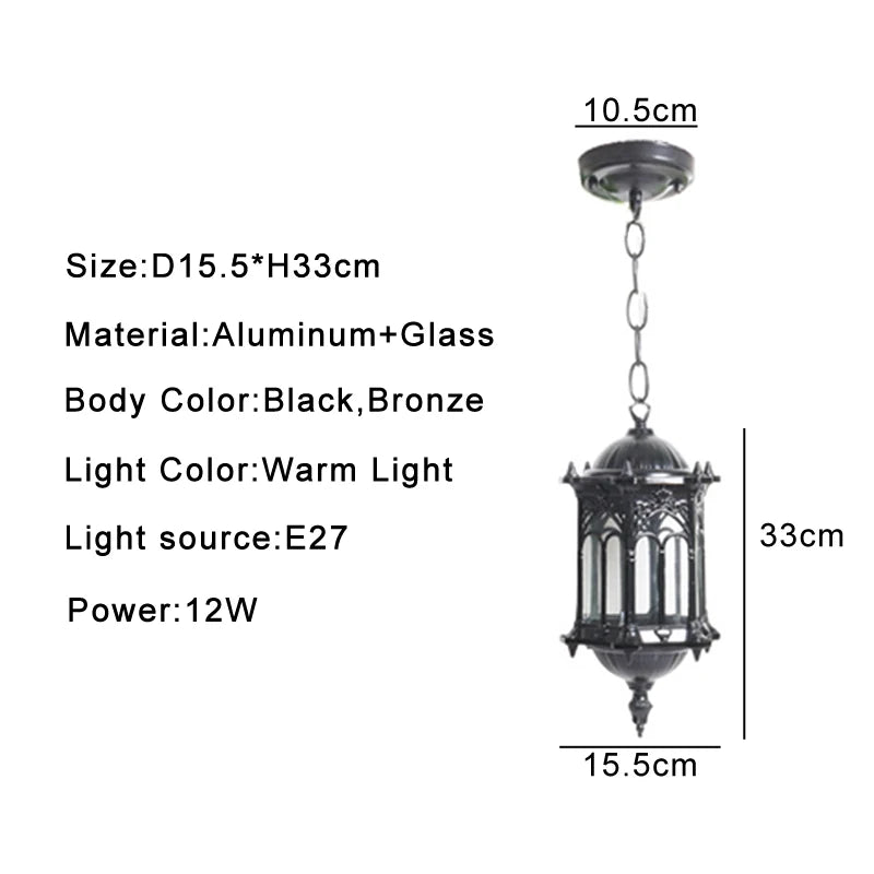 lanterne suspendue gothique verre transparent motifs floraux chambre salon étude