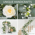 guirlande florale artificielle vertes feuilles blanches fleurs mariage romantique anniversaire baby showerintérieur