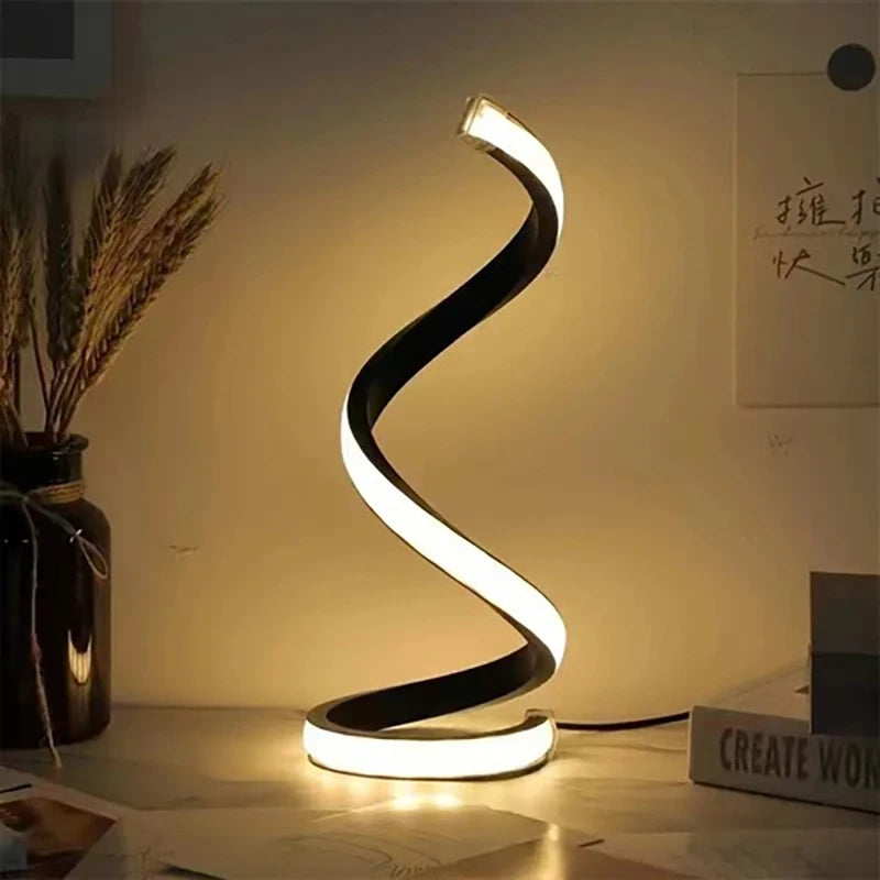 lampe table décorative spirale noir blanche mood light moderne nuit chambre table