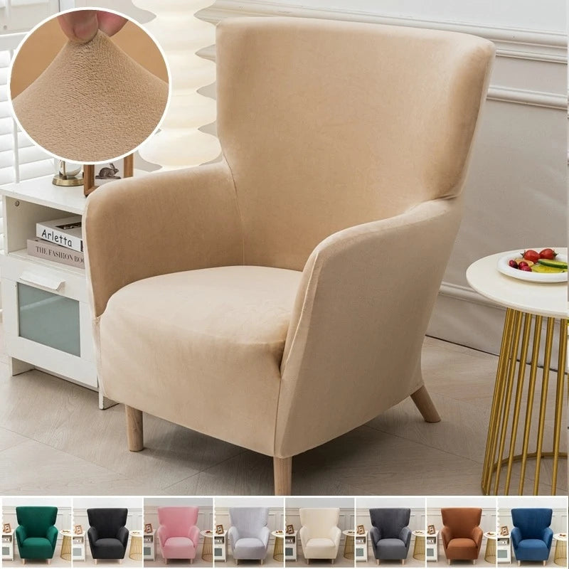Housse fauteuil velours beige clair moderne canapé place lavable machine restaurant