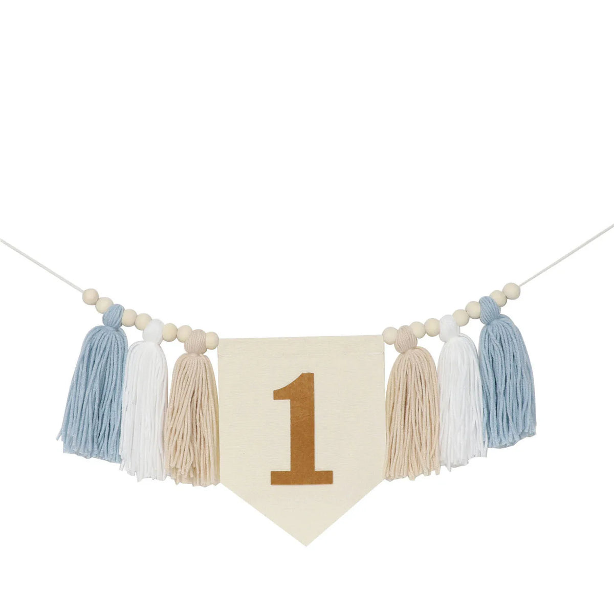 guirlande festivite couronne numerale deco chambre enfant motif pompon boho couleur neutre festive