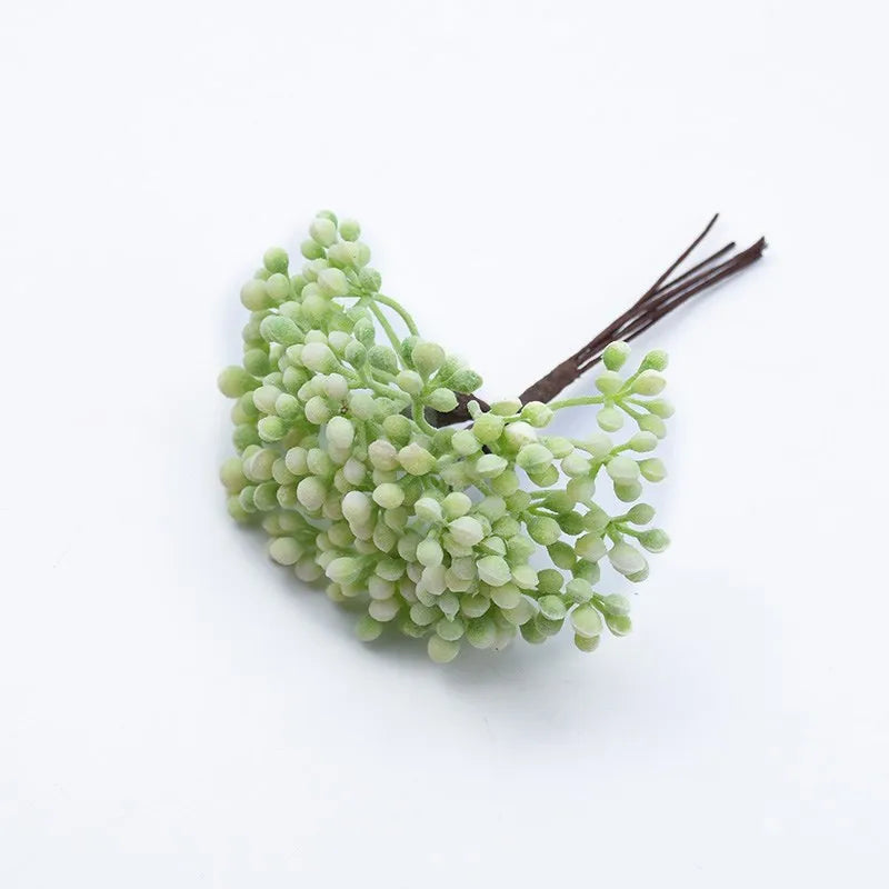 bouquets artificiels naturels vintage extérieurs branches accrochées fleurs boutons vert doré argenté rose six