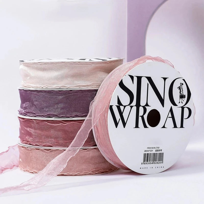 ruban organza translucide moderne élégant couleur unie adhésif blanc rose violet rouge noir gris