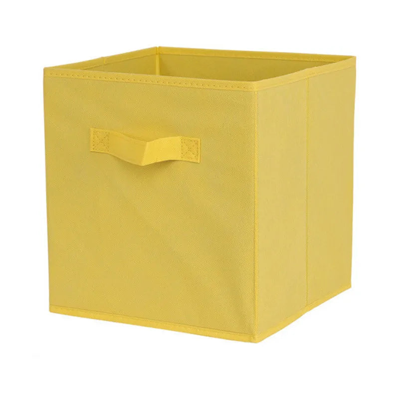 boîtes rangement réutilisables tissu non tissé beige gris noir bleu rose jaune vert poignées