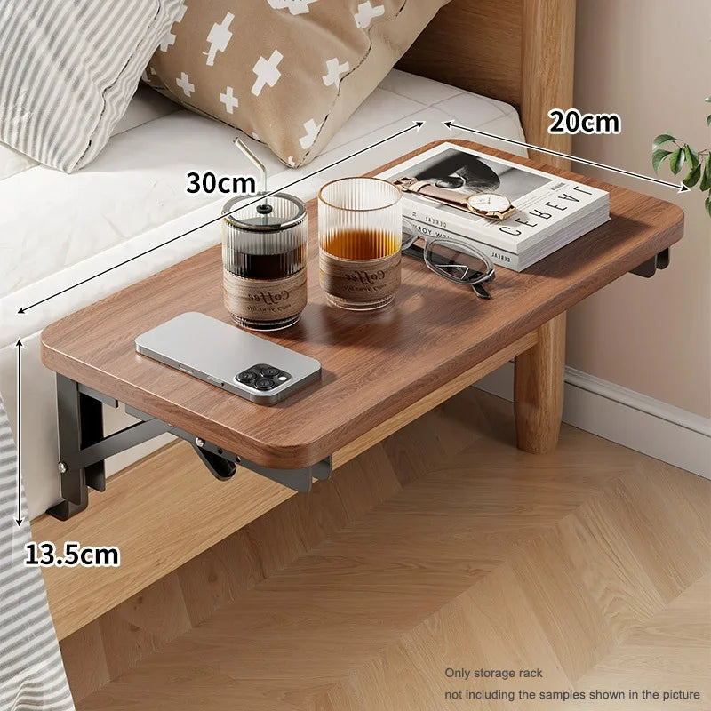 table pliable moderne métal texture bois tasse livre lunettes smartphone organisateur chambre
