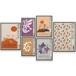 Une collection d'affiches artistiques inspirées du thème de la danse, avec des motifs géométriques, des silhouettes de danseurs et des couleurs vives.