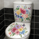 autocollants muraux fleurs colorées bouquet papillons salle bain blanc 30x30cm 2pièces adhésifs