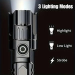 lampe torche noire rechargeable usb zoomable lumière led moderne praticite