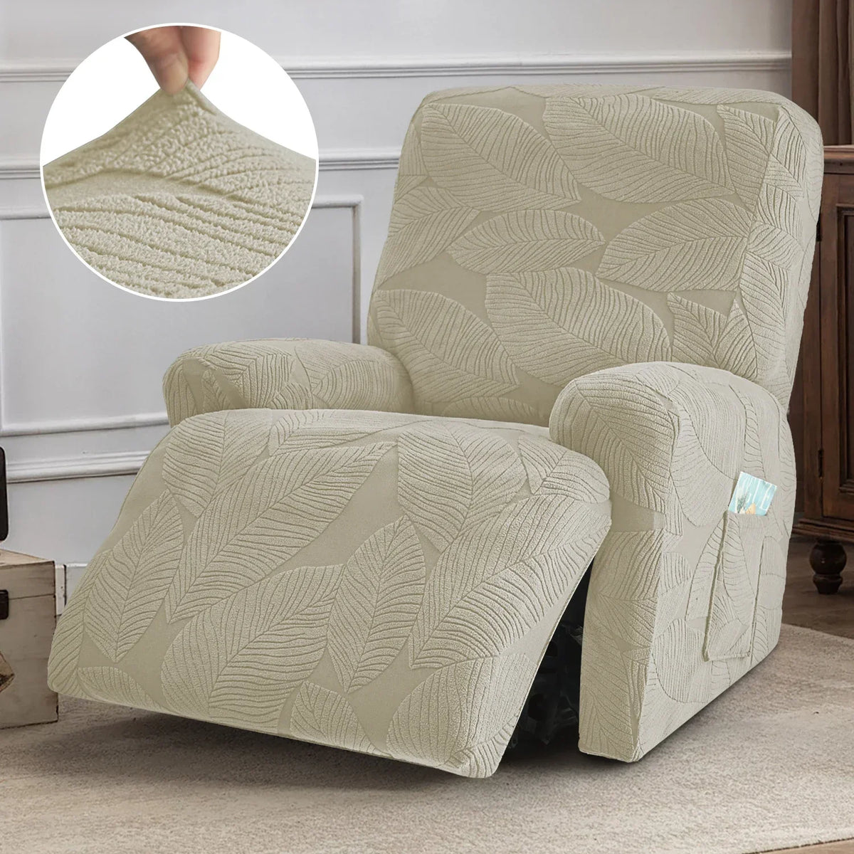 housses canapé vert olive feuilles imprimées moderne adhésif lavable printemps été